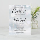 Signature Script Snowflakes Winter Wedding Foto Einladung (Stehend Vorderseite)