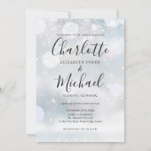 Signature Script Snowflakes Winterhochzeit Einladung (Vorderseite)