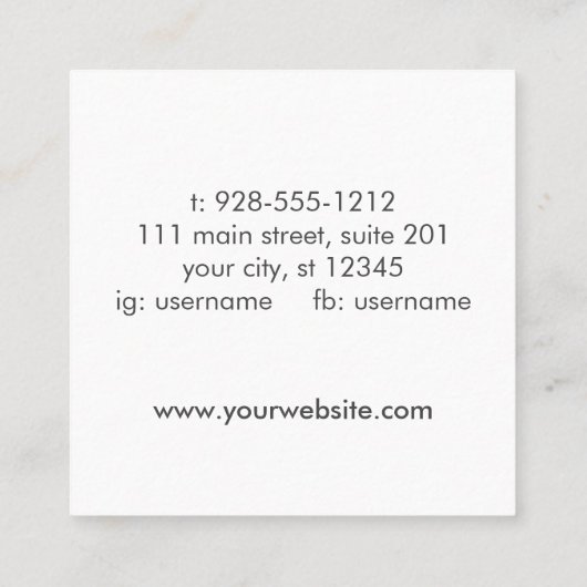 Signature Script Social Media Texturiert Quadratische Visitenkarte (Rückseite)