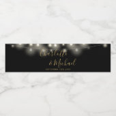 Signature Script String Lights Black Gold Wedding Wasserflaschenetikett (Einzelnes Label)