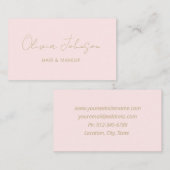 Signature Script Trendy Pink Gold Business Card Visitenkarte (Vorne/Hinten)