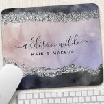 Signature Script Wasserfarbe Lila Schwarzes Silber Mousepad<br><div class="desc">Signature Script Wasserfarbe Lila Schwarz Silber Maus Pad. Ideal für einen Schönheitssalon,  einen Friseur,  einen Schminkkünstler oder Kosmetologen.</div>