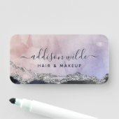 Signature Script Wasserfarbe Lila Schwarzes Silber Namensschild (Beispiel)