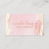 Signature Script Wasserfarbe Rosa Gold Geometric Visitenkarte (Vorderseite)