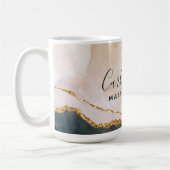 Signature Script Watercolor Pink Black Gold Marmor Kaffeetasse (Links)
