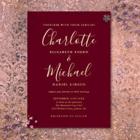 Signature Script Wedding Burgundy und Gold