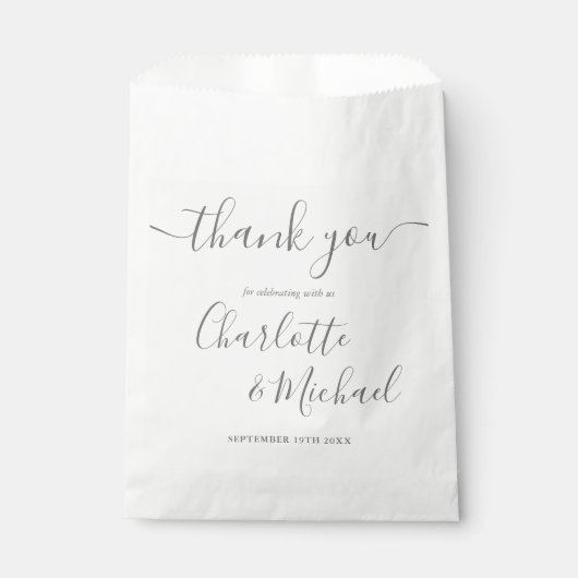 Signature Script Wedding Gray Vielen Dank Geschenktütchen (Vorderseite)
