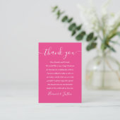 Signature Script Wedding Hot Pink Vielen Dank Platzkarte (Stehend Vorderseite)