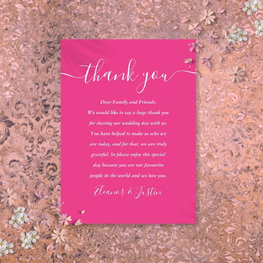 Signature Script Wedding Hot Pink Vielen Dank Platzkarte