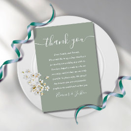 Signature Script Wedding Sage Vielen Dank Platzkarte