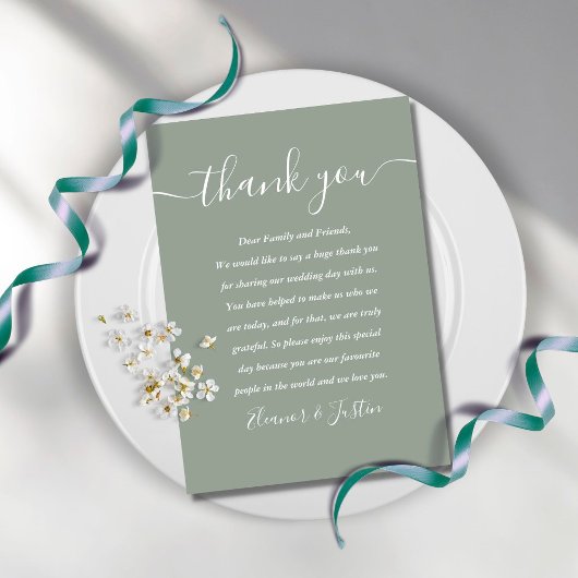 Signature Script Wedding Sage Vielen Dank Platzkarte