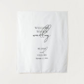 Signature Script Welcome Wedding Fabric Sign Wandteppich (Vorderseite)
