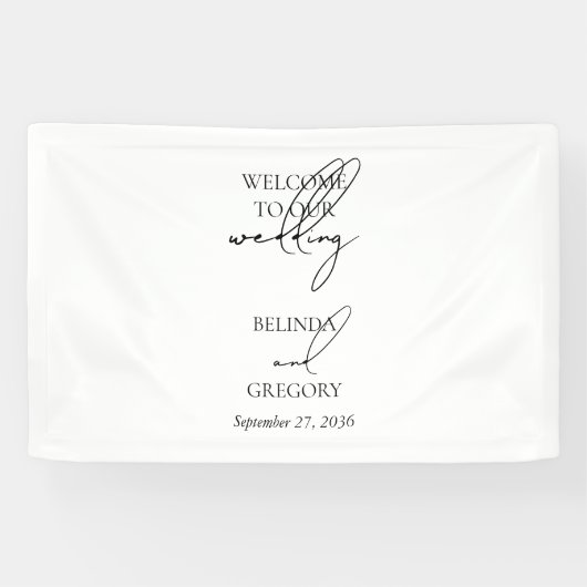 Signature Script Welcome Wedding Hanging Banner (Horizontal)
