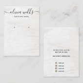 Signature Script White Wood Ohrring Display Holder Visitenkarte (Vorne/Hinten)