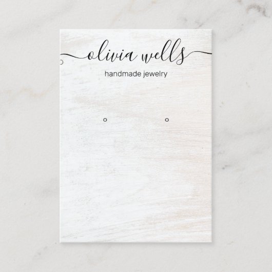 Signature Script White Wood Ohrring Display Holder Visitenkarte (Vorderseite)