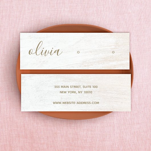 Signature Script White Wood Ohrring Display Mini B Visitenkarte