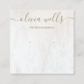 Signature Script White Wood Ohrring Display Square Quadratische Visitenkarte (Vorderseite)