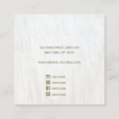 Signature Script White Wood Ohrring Display Square Quadratische Visitenkarte (Rückseite)