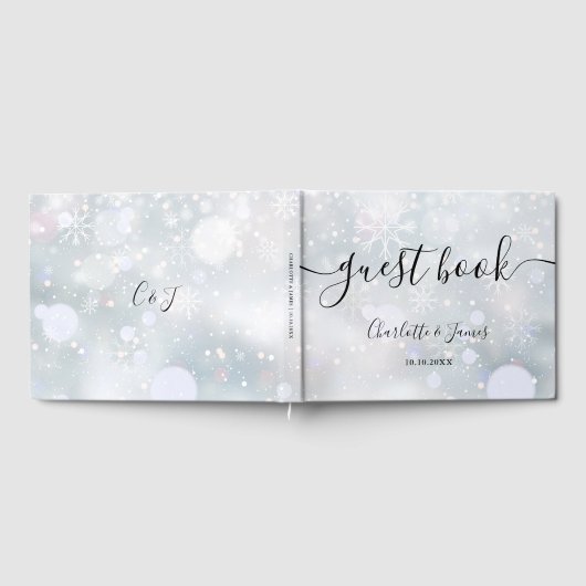 Signature Script Winterschneeflocken Hochzeit Gästebuch (Voll)