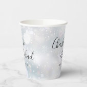 Signature Script Winterschneeflocken Hochzeit Pappbecher (Links)