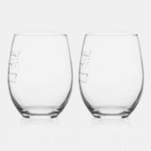 Signature-Skript für den 55. Emerald Wedding Jahre Weinglas Ohne Stiel (Links)