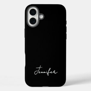 Signature-Skript für Minimalistischen Schwarzen In iPhone 16 Plus Hülle