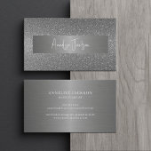 Signature-Skript moderne Glam Silber-Glitzer Visitenkarte