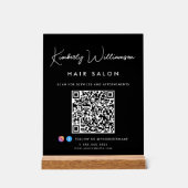 Signature-Skript-QR-Code für Geschäftsnamen Schwar Acrylschild (Vorderseite)