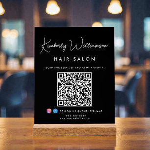 Signature-Skript-QR-Code für Geschäftsnamen Schwar Acrylschild