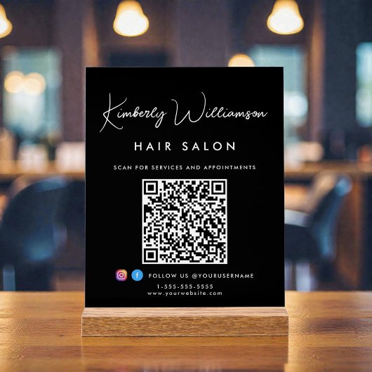 Signature-Skript-QR-Code für Geschäftsnamen Schwar Acrylschild