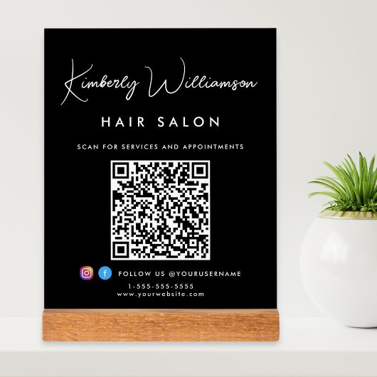 Signature-Skript-QR-Code für Geschäftsnamen Schwar Acrylschild