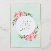 Signature-Skript, Rose & Blush Bloral Hochzeitsfoi Folieneinladung (Rückseite)