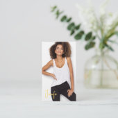 Signature Talent Business Card | 2 Fotos QR-Code Visitenkarte (Stehend Vorderseite)