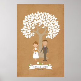 Signature Tree mit Cartoon Couple Portrait Poster