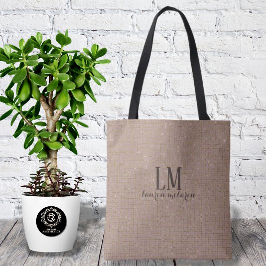 Signature True Taupe Monogram Tote with Soft Shine Tasche