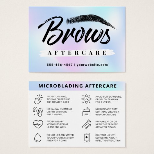 Signature UV Gloss Holographic Brow Aftercare Card (Vorne & Hinten)