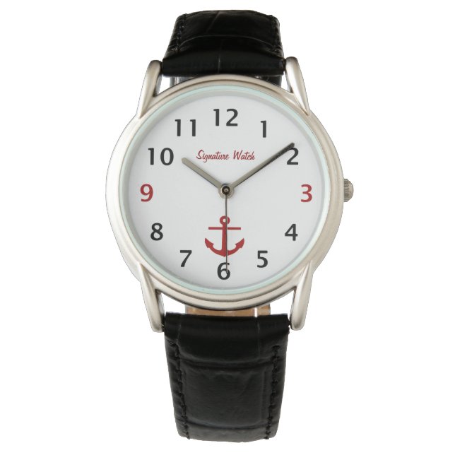 Signature Watch Anchor Schwarz und Rot Armbanduhr (Vorderseite)