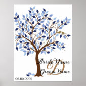 Signature Wedding Guest Book Tree, in Blues. Poster (Vorne)
