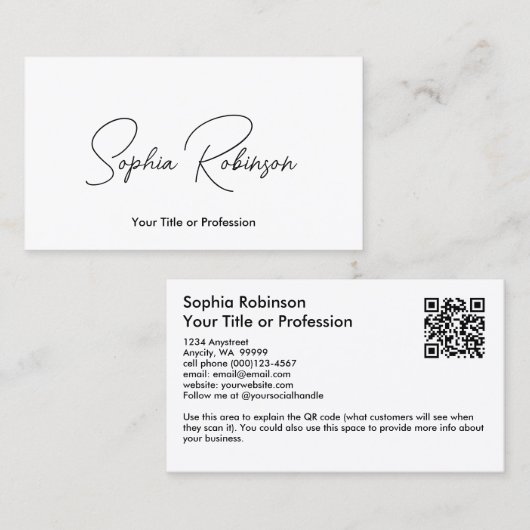 Signature White QR Visitenkarte (Vorne/Hinten)