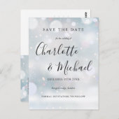Signature Winter Frost Save the Date Postkarte (Vorne/Hinten)