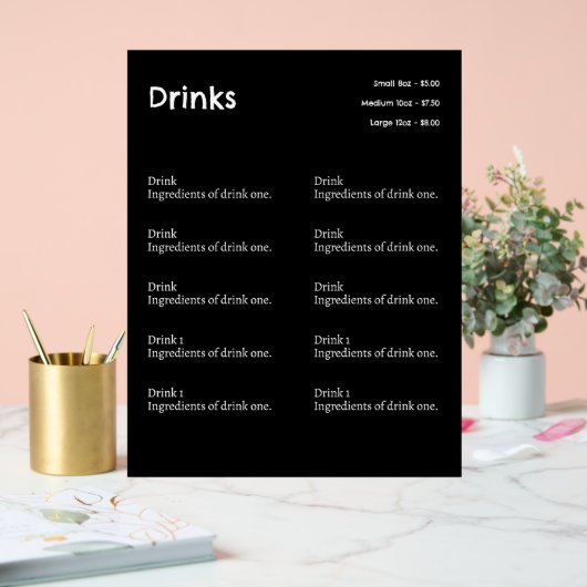 Signaturen des einfachen Coffee Shop Drink Menu Acrylschild (Hochzeit)