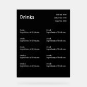 Signaturen des einfachen Coffee Shop Drink Menu Acrylschild (Vorderseite)