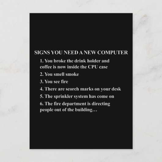 Signaturen, die Sie benötigen einen neuen Computer Postkarte (Vorderseite)