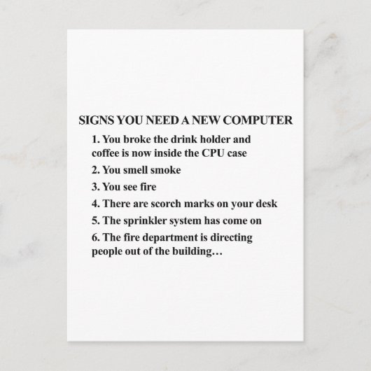 Signaturen, die Sie benötigen einen neuen Computer Postkarte (Vorderseite)