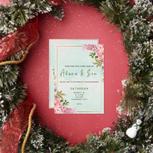 Signaturschrift, Rose & Blush Florale Hochzeitsfol Folieneinladung