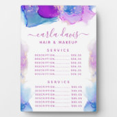 Signaturskript Lila Blue Tinte Price Menu Fotoplatte (Vorderseite)