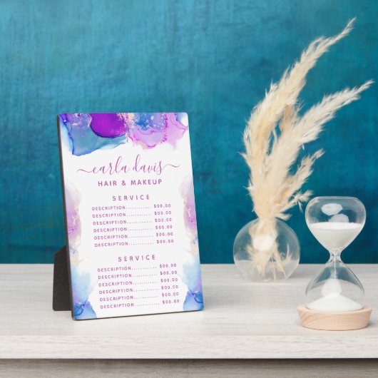 Signaturskript Lila Blue Tinte Price Menu Fotoplatte (Seite)