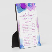 Signaturskript Lila Blue Tinte Price Menu Fotoplatte (Seite)