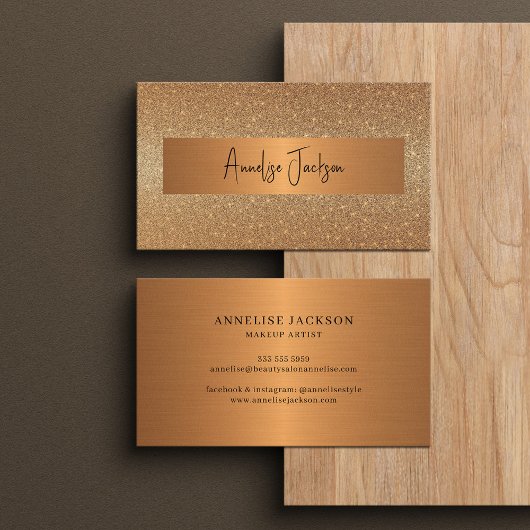 Signaturskript moderner Glattgold-Glitzer Visitenkarte