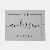 Signaturskript Personalisiert Grauer Familienname Fußmatte (Vorderseite)